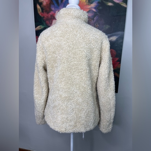 Pendleton Ladies' Softshell Fuzzy Full Zip Sherpa Jacket Beige Wool Plaid Sz S - Picture 5 of 11